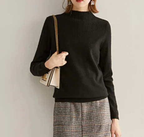 

2021 winter women's high collar long sleeve sweater GRAY22