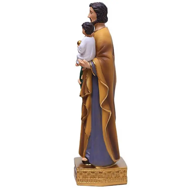 

Статуя Святого Иосифа с ребенком и Иисусом католическая, ремесла из смолы, Статуя Бога Иисуса ручной работы, религиозный подарок, настольные украшения для дома