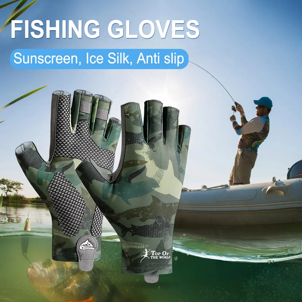 

Перчатки от солнца для рыбалки, перчатки для рыбалки с защитой от УФ-лучей, дышащие Нескользящие быстросъемные перчатки из полиэстера, тренировочное оборудование