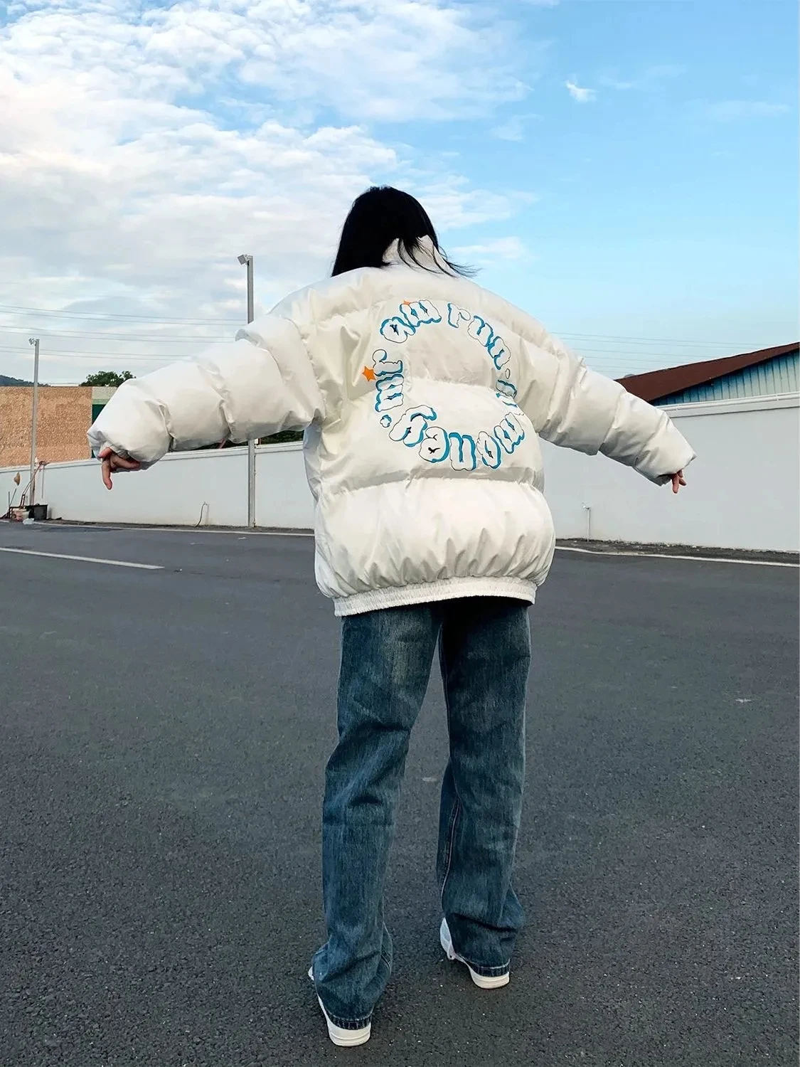 Пуховик женский из хлопка Осень-зима 2023 новое хлопковое пальто с принтом в