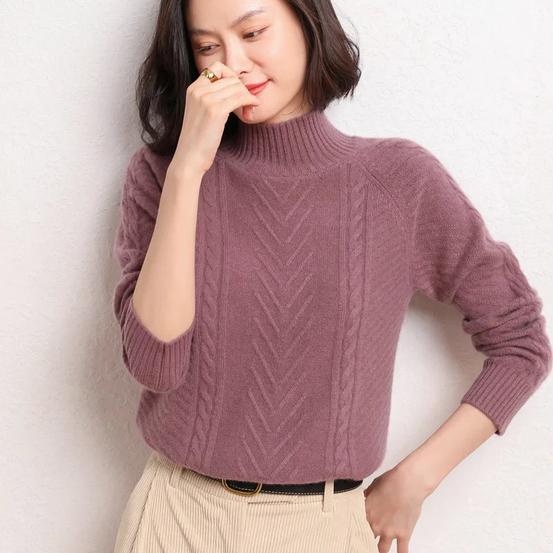 Half Turtleneck Autumn And Winter Loose Pullover Sweater Bottoming Shirt Western-Style Age-Reducing Top
