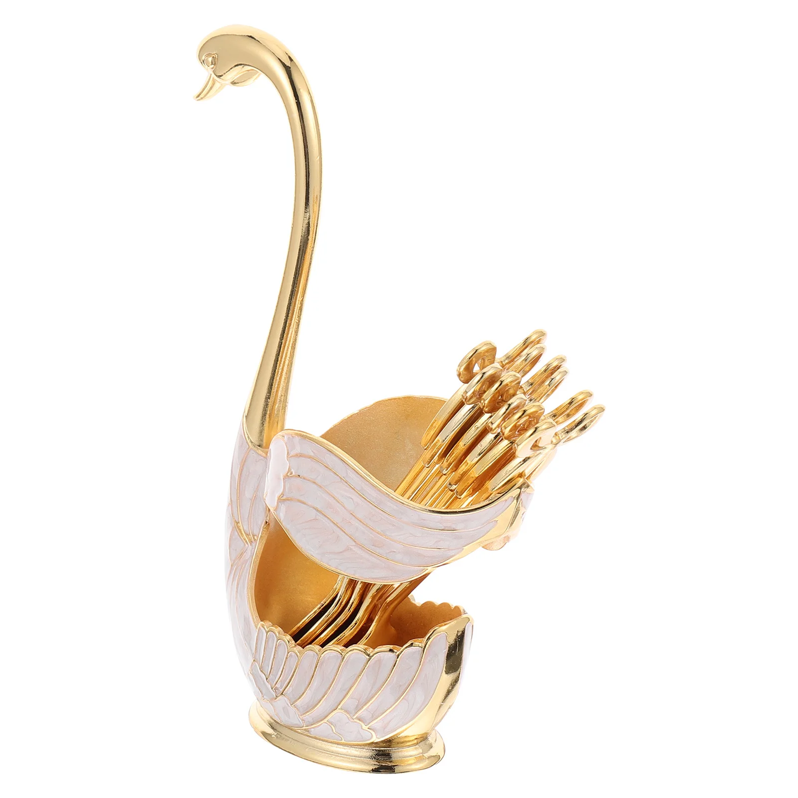 

Spoon Spoons Swan Metal Holder Appetizer Dinner Tea Stirring Mixing Eating Golden Cutlery Set Base Teaspoons Flatware Cake Drink