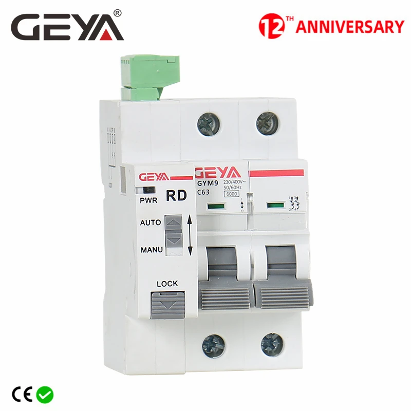 Geya-circuito Elétrico Din Rail Academia 2p Mcb Dispositivo com Autorecmesh Redefinição Automática Casa Inteligente 63a Mcb Permutador Automático Disjuntores