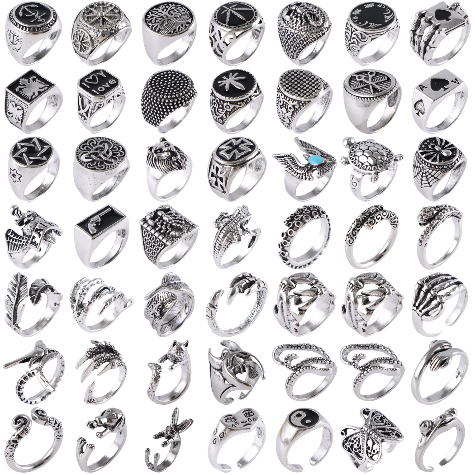 10 шт., металлические кольца в панк-стиле для мужчин и женщин