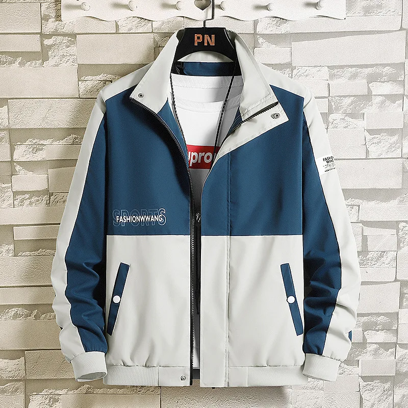 

Men's Jackets Casual Stand Collar Zipper Loose Jacket Male Young Korean Style Coats High Street Printing Outerwear Trendy