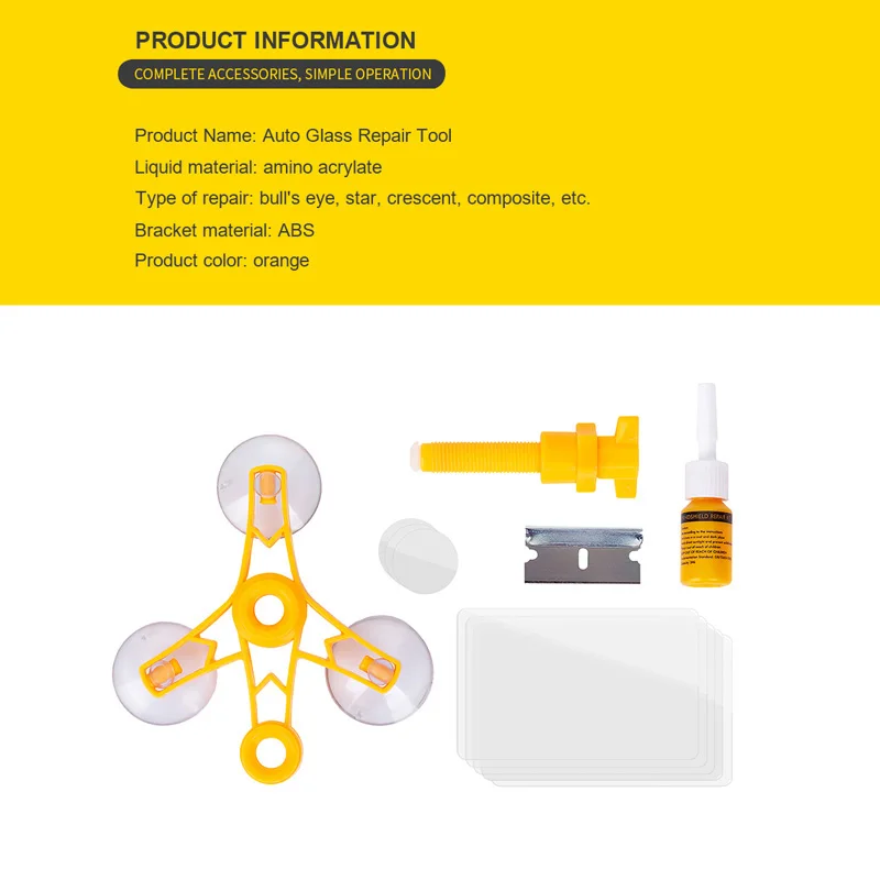 

Car Windshield Glass Scratch Repair Fluid Agent Pressure Bar Seal Ring Tool Kit Car Accessories High Quality Glass Repair Fluid