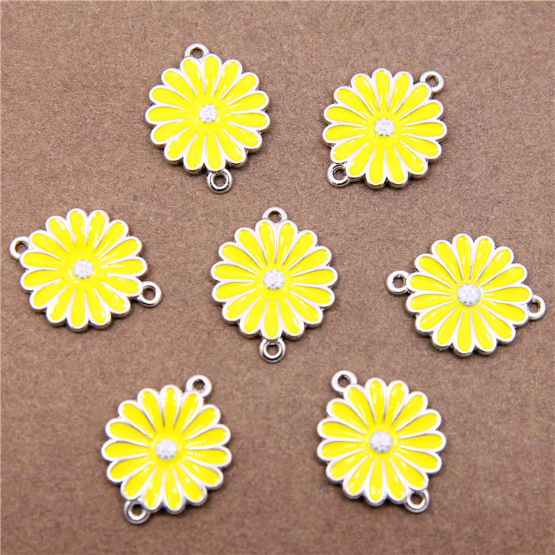 6 шт. классические разноцветные эмалевые подвески в виде цветов |