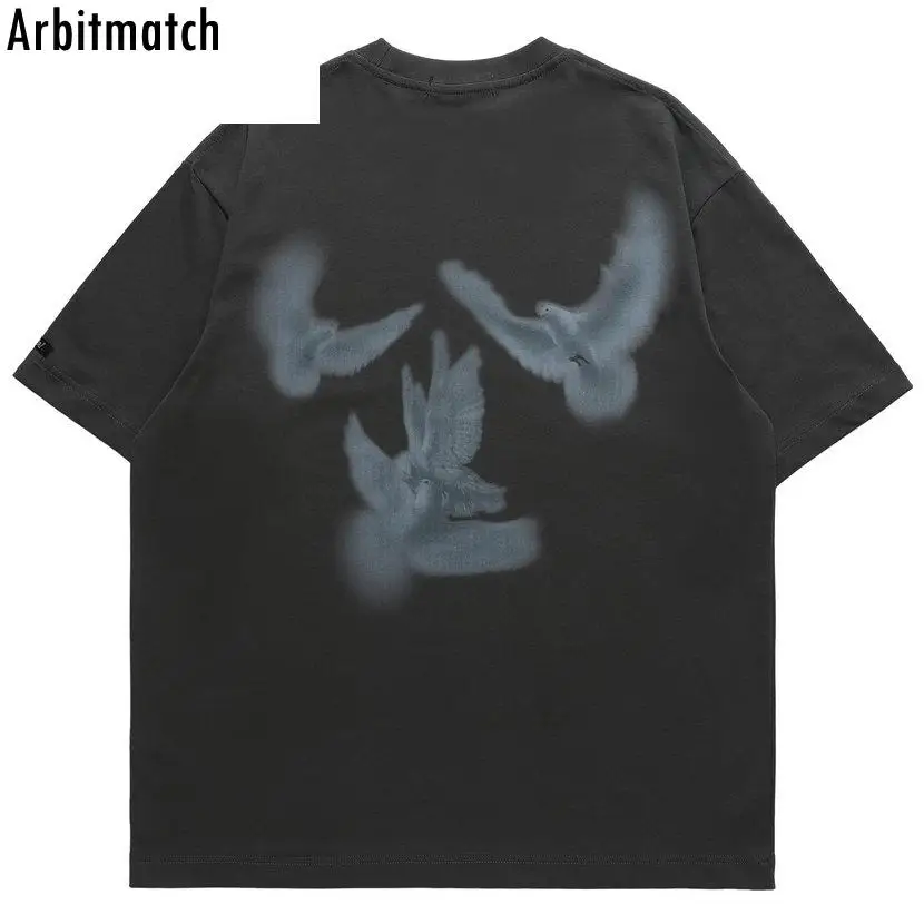 

Футболка Y2k в стиле Харадзюку, уличная одежда унисекс, белая футболка с надписью голубя, топ с коротким рукавом в стиле оверсайз, хип-хоп для женщин и мужчин