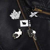 new punk style black and white crystal stone brooches broken tv lapel enamel pin backpack clothes badges fashion jewelry gift