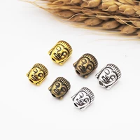 10pcslot antique silver color buddha head charm beads fit diy making jewelry accessories 118 5mm