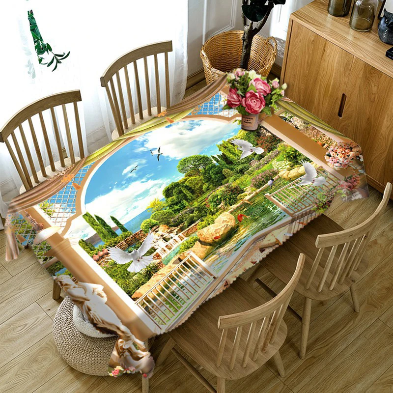 

Beach Scenery Rectangular Tablecloths Oilproof Scenic Tea Coffee Tablecloth Home Decoration TableCover Decor Nappe De Table