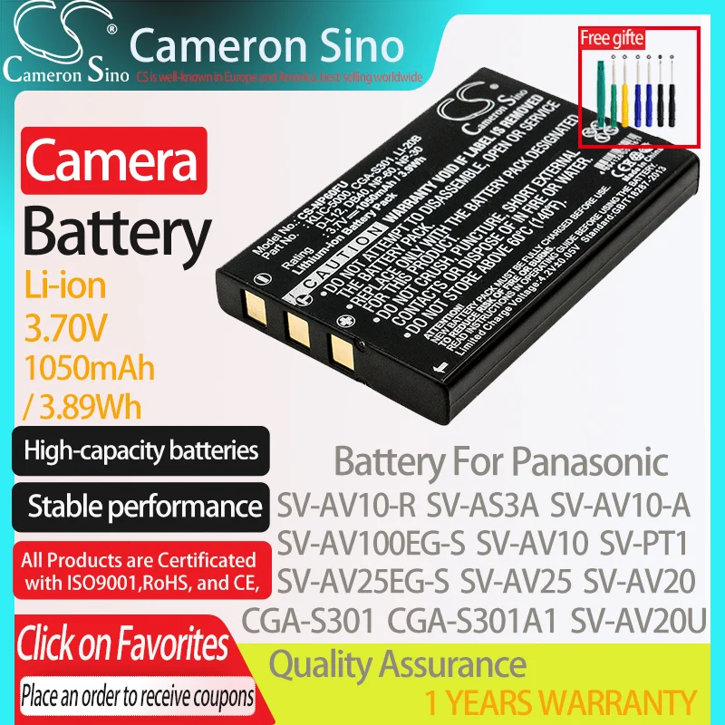 CameronSino Батарея для цифрового фотоаппарата Panasonic SV-AV10-R SV-AV100EG-S SV-AS3A SV-AV10 SV-AV30 SV-PT1 подходит KODAK KLIC-5000 камера Батарея