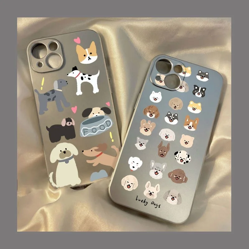 Electroplate Dog Animal Phone Case For iPhone 14 13 12 11 Pro Max X XR XS Shockproof Protective Cover