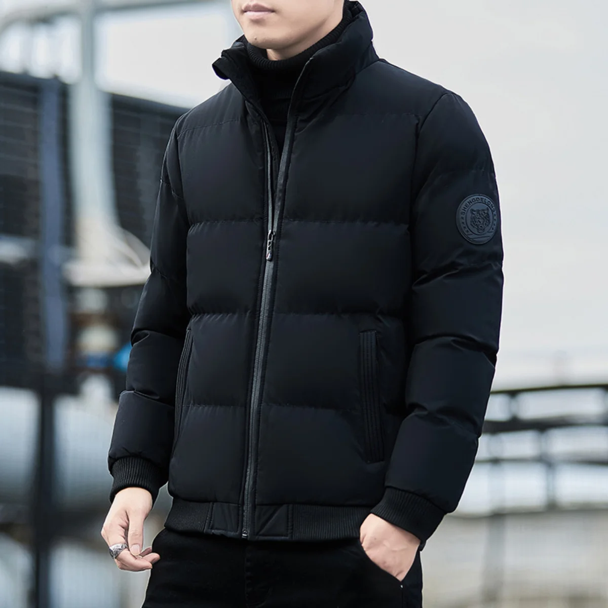 New High Quality Down Cotton Men 2022 Winter with Velvet and Thick Wind Proof Warm Men Young Casual Simple Down Jacket Coat