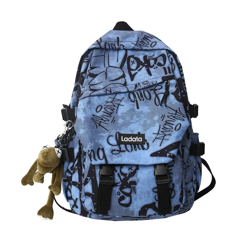 

TRAVEASY 2022 Fashion Women Backpack Nylon Unisex High School Bookbags Female Students Hip-hop Shoulder Bags Camouflage Graffiti