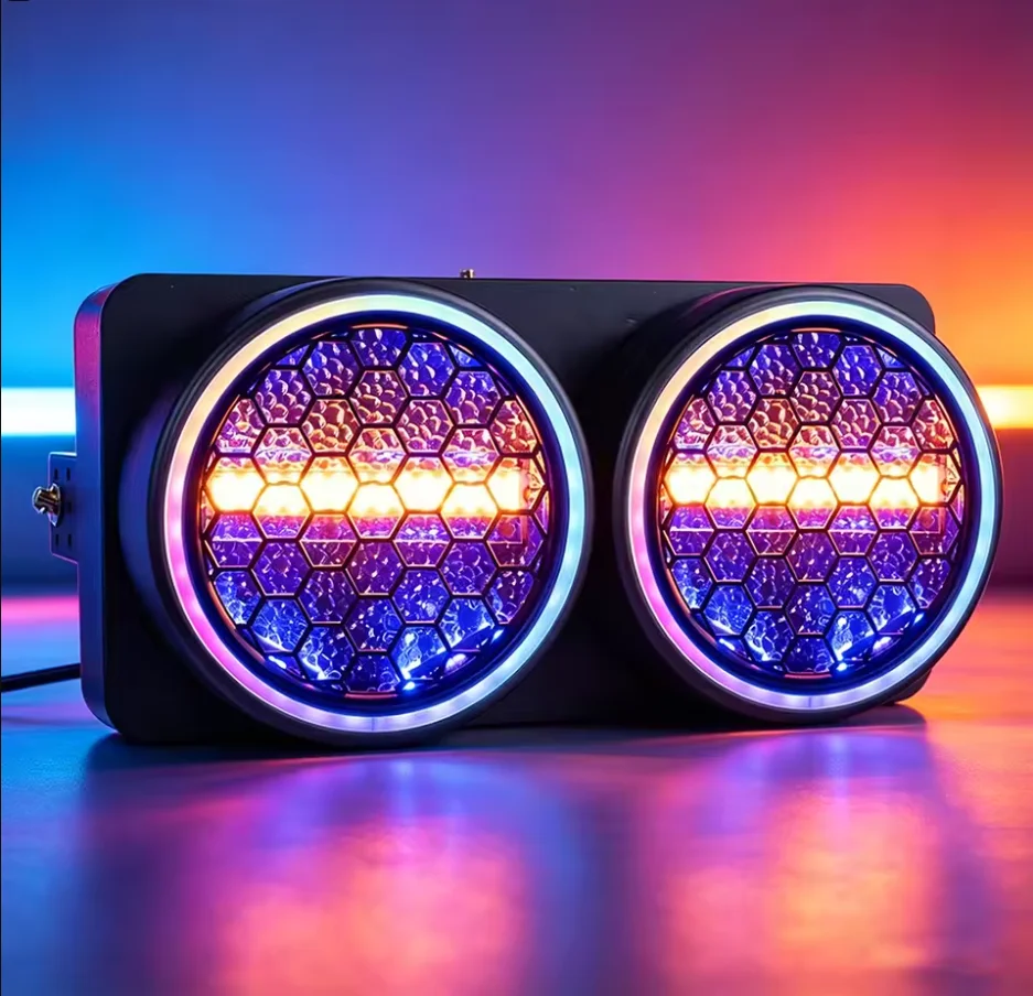 Фото Светодиодный прожектор 2X50W в ретро-стиле RGB COB с эффектом стробоскопа, DMX512 RDM, звуковое управление, для сцены, вечеринок, свадеб, мероприятий в помещении №3