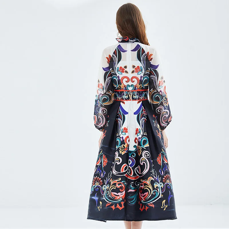 BRANGDY Европейское и американское яркое платье из шелковой пряжи с длинными