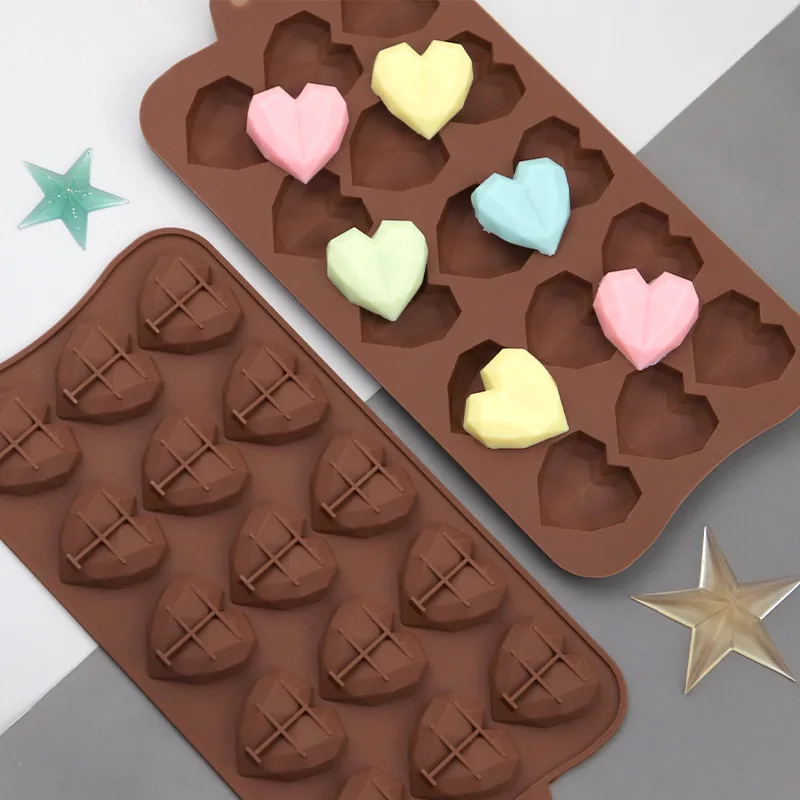 

15 Cavity Diamond Heart Silicone Chocolate Mold DIY Cake Accessories Molds Kitchen Ice Cubes Biscuit Pastry Manual Baking Mould
