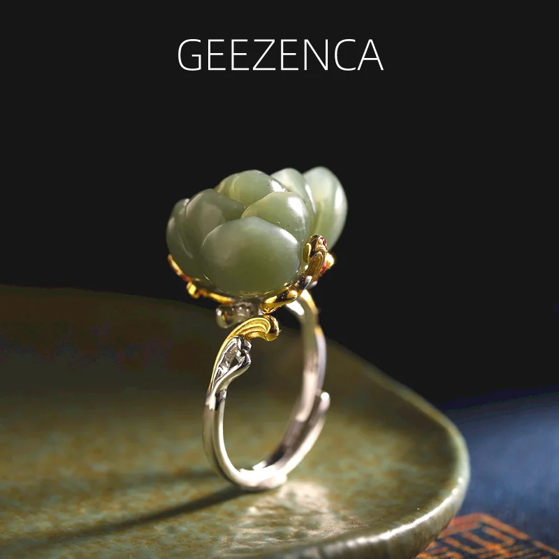 GEEZENCA серебряное кольцо с яшмой для женщин