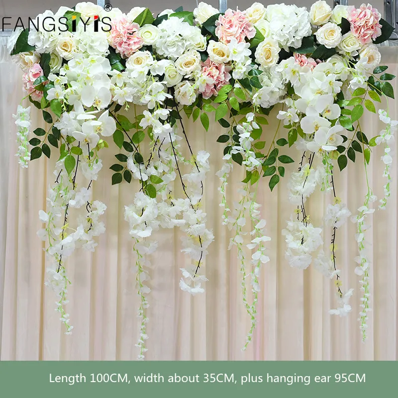 

Artificial Flower Row Orchid Plants Vine Wisteria DIY Wedding Arch Decor Platform Backdrop Wall Window Display Road Lead Floral