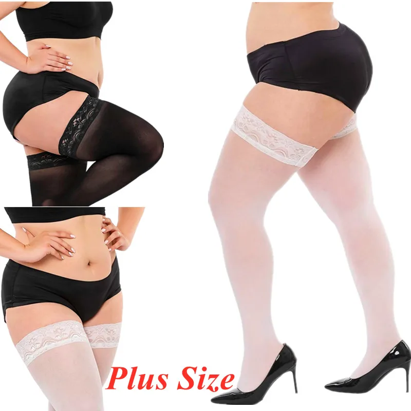 (Вес 60 ~ 90 кг фунта фунта) сексуальные черные чулки до бедра большого размера