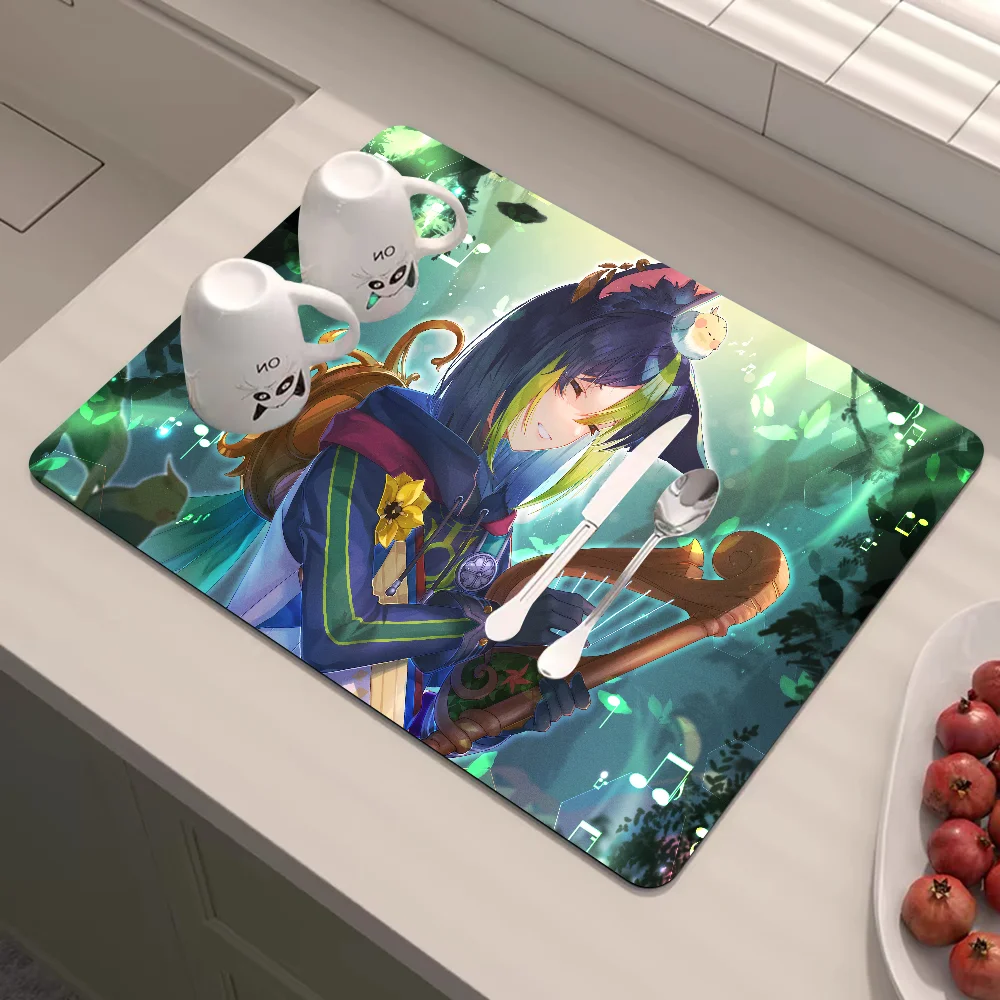 Tignari Genshin Impact Кухонный Коврик С Кофейной Тематикой Противоскользящий Впитывающий