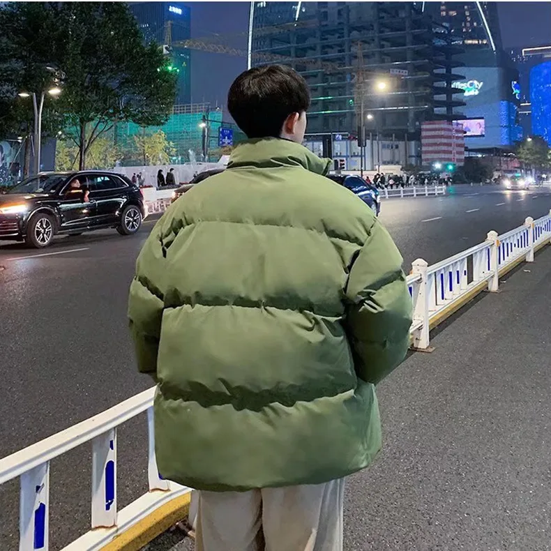 2022 Winter Men's Solid Color Parker Warm Stand Collar Jacket Street Casual Jacket Long Sleeve Hip Hop Jacket for Men and Women