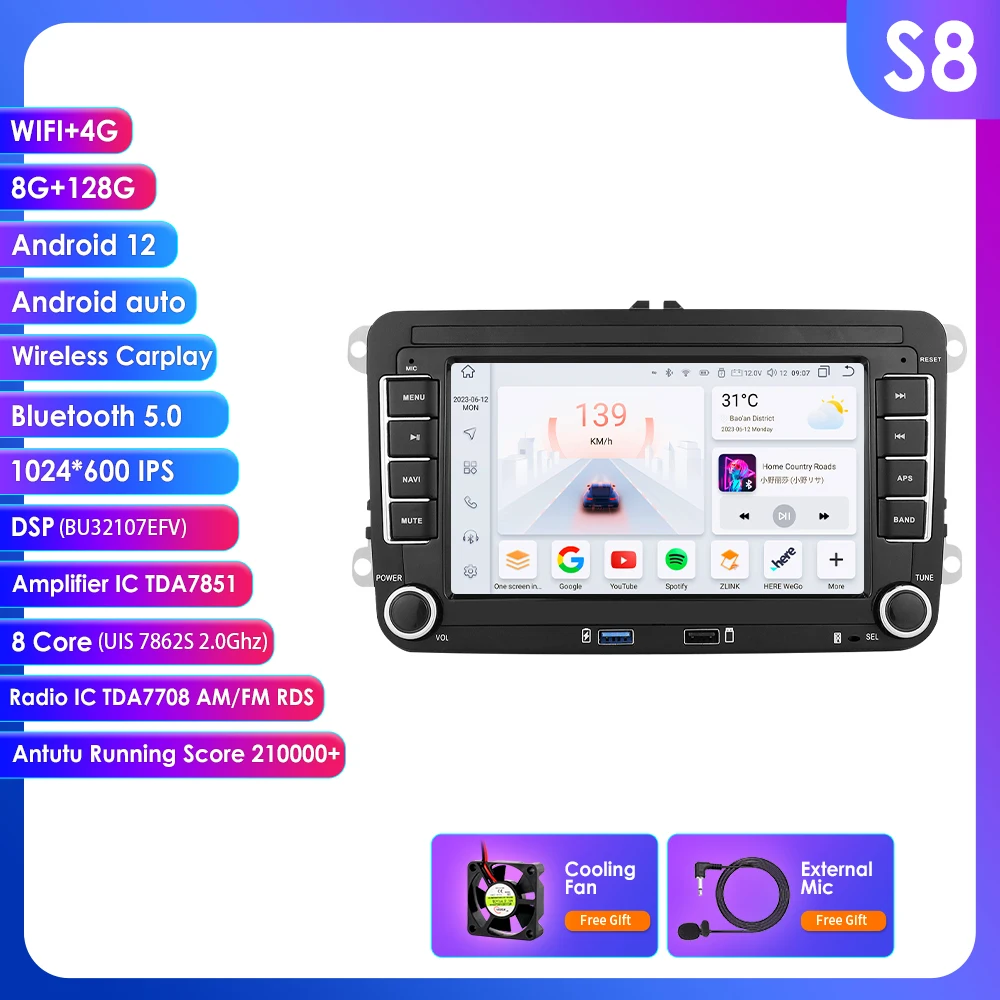 

7 "Carplay Android Auto Автомагнитола для Vw GOLF 5 POLO Sedan PASSAT B6 CC Radio TOURAN SCIROCCO CADDY Jetta Skoda Seat мультимедиа
