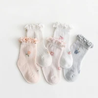 1 pair newborn baby socks cotton summer net thin breathable princess socks for girls infant babe ruffle parent child socks