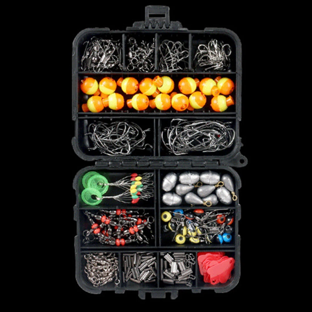

263pcs Kit Fishing Lures Set with Tackle Box Carbon Steel Sinker Weight Swivels Jig Hooks Copper Tubes Fishing Accessories Pesca