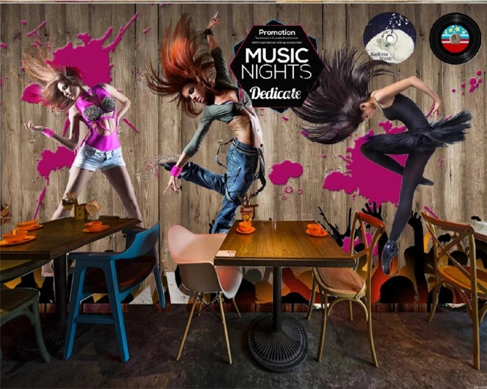 Пользовательские модные экологически чистые обои бар ktv музыкальный символ