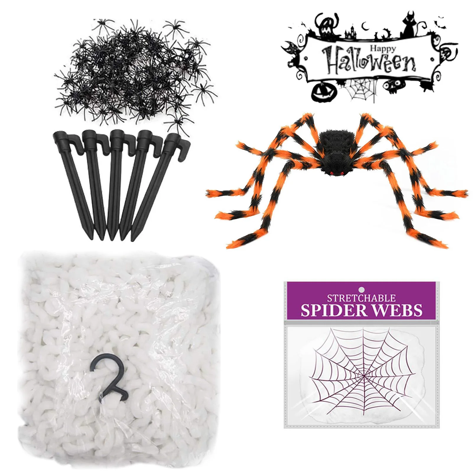 

Halloween Spider Web 16.4Ft Fake Spider Web With 50inch Giant Spider And 20 Mini Spiders Stretchy Cobwebs Halloween Party