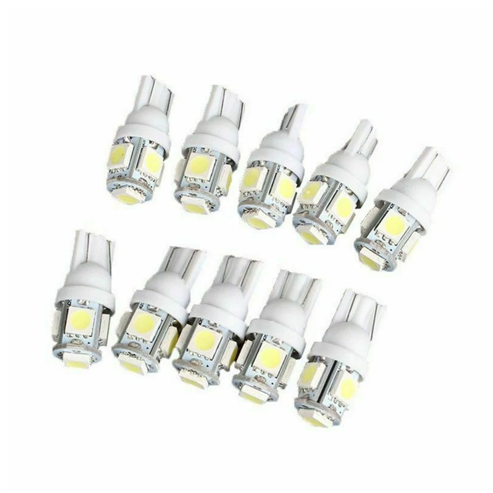 

15Pcs White T10 LED Wedge Light Bulb 5050 5SMD 5W 80LM194 168 2825 158 192 Width Indicator Light Car Accessories Car Light Bulb