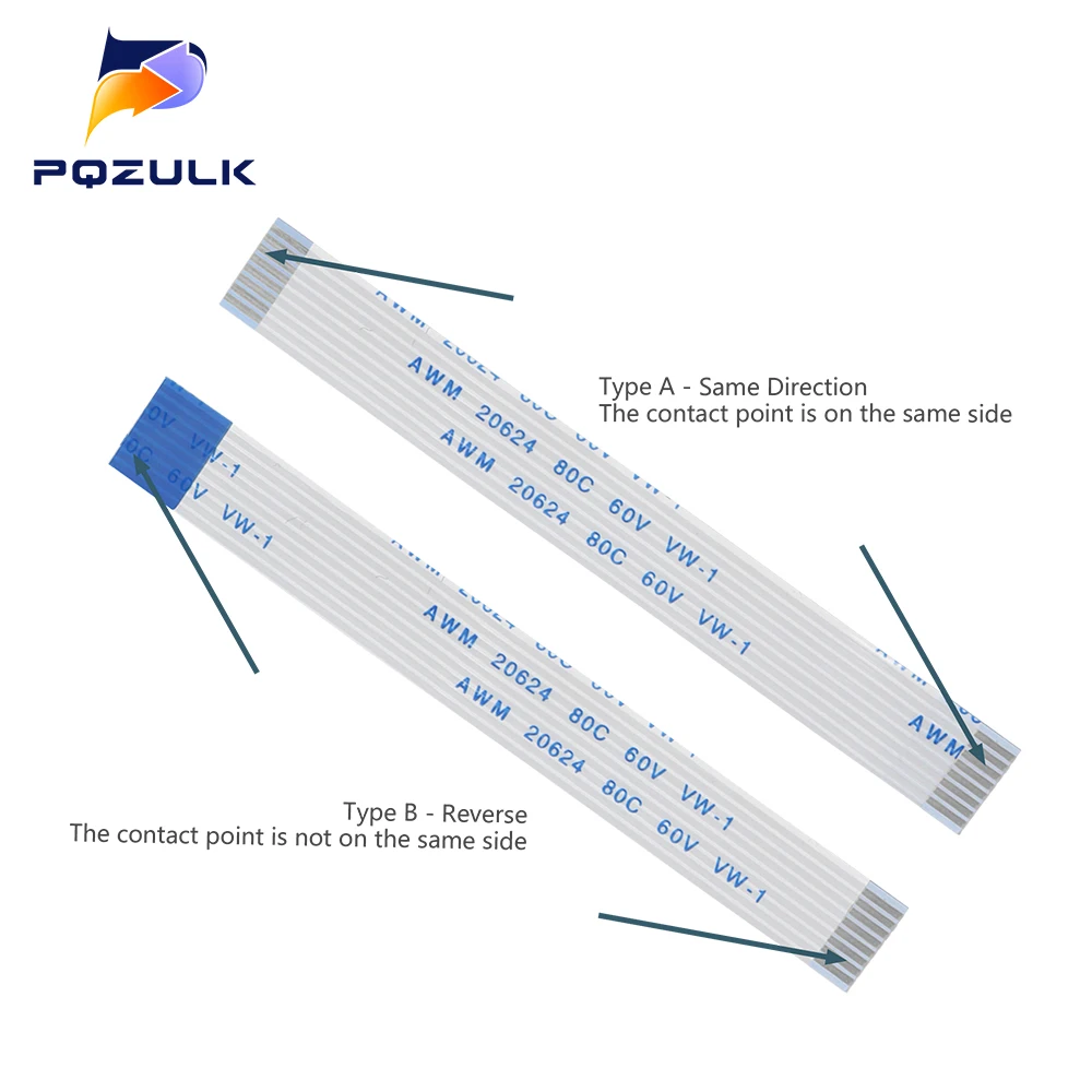 5PCS FPC FFC Ribbon Flexible Flat Cable 4/5/6/8/10/12/14/16/18/20/30/40-80Pin Pitch 0.5MM 1.0MM A-Type Wire Length