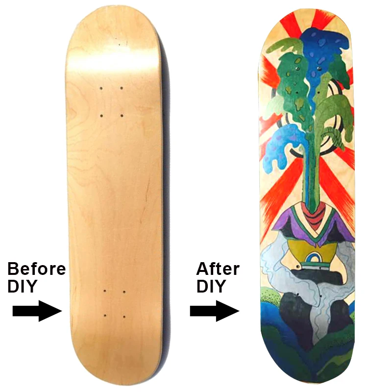 Jusenda 8inch 8-Layer Maple DIY Blank skateboard Double Concave Natural Skate Deck Board Skateboards Deck Wood Maple Longboard