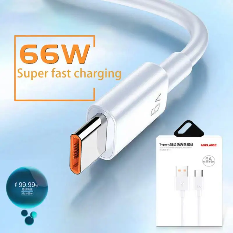 

6A 66W Type C Super Fast Charging Cable Mobile Phone Quick Charging For Samsung S21 S22 Xiaomi 12 Pro Poco F3 X4 GT Oneplus 10