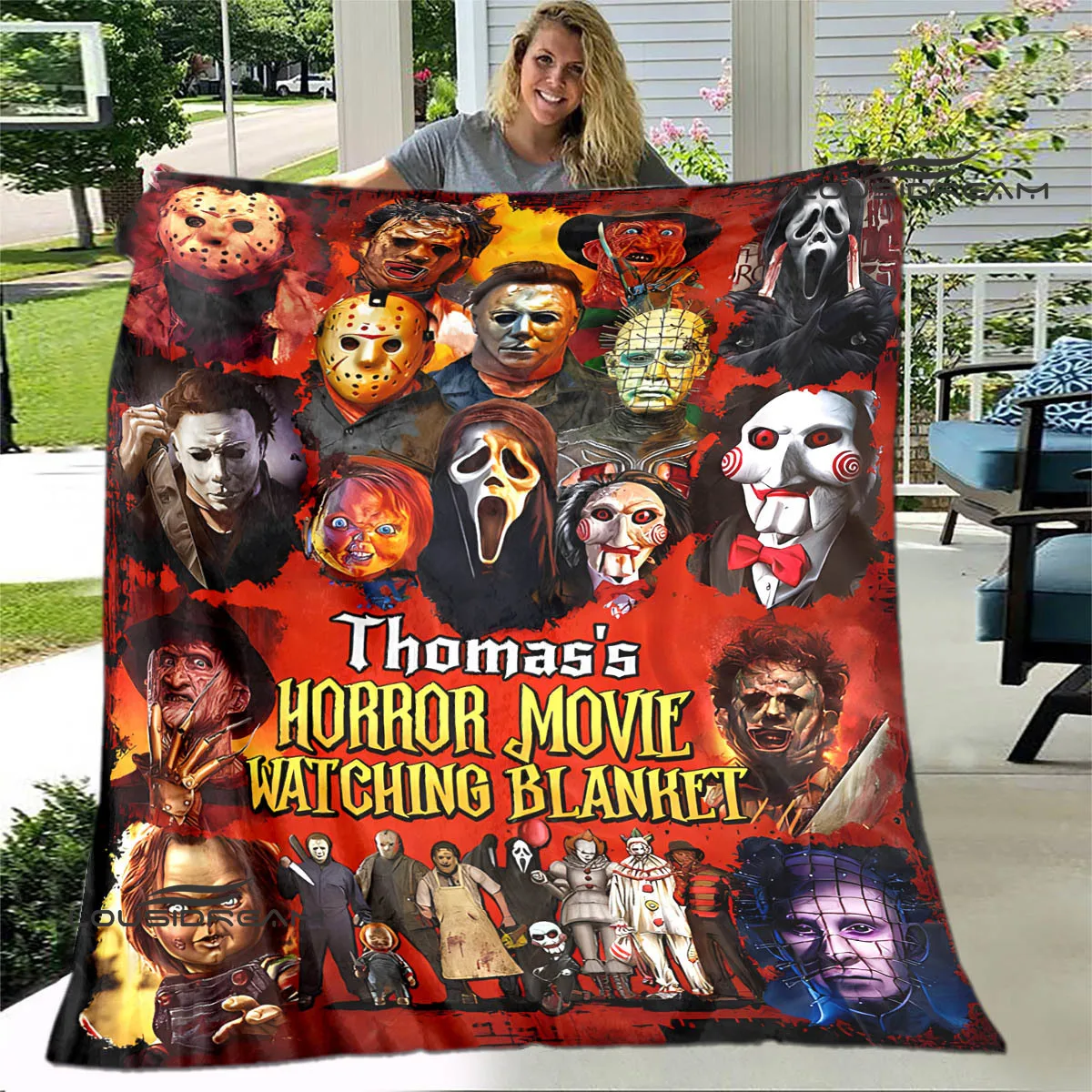 Одеяло с 3D принтом из фильма ужасов теплое Фланелевое мягкое удобное одеяло