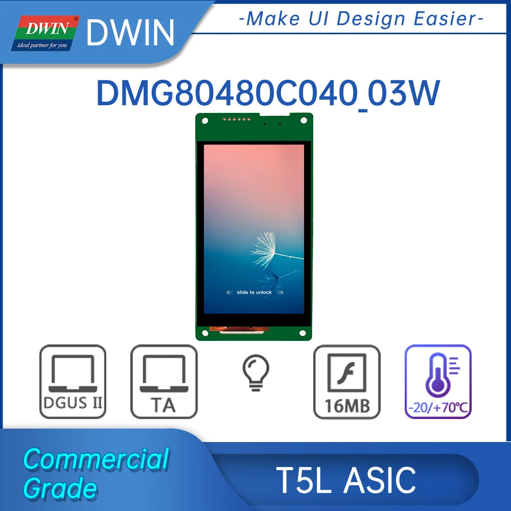 

DWIN 4,0 дюймовый TFT ЖК-дисплей 800*480 умные ЖК-модули IPS Резистивный/емкостный сенсорный экран HMI для Arduino