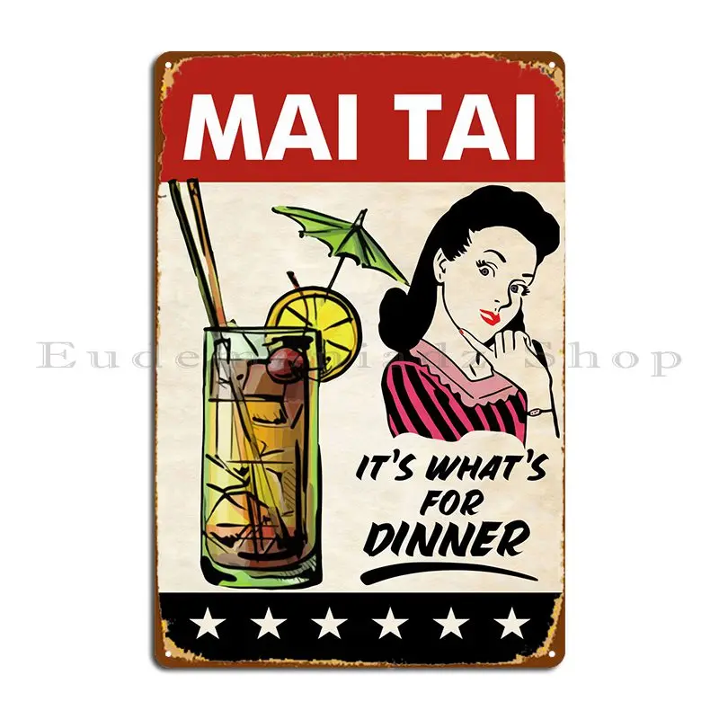 

Женский металлический плакат-обед Mai Tai, постер для паба, кинотеатра, домашняя печать, дизайн, оловянный плакат
