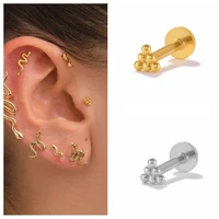 canner 1pc 925 sterling silver beaded triangle stud earrings for women lightweight earrings threaded labret 2022 trend jewelry