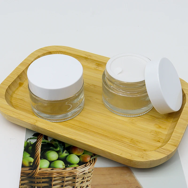 

100x30 г прозрачная стеклянная банка для ухода за кожей крем бутылка-контейнер для косметики 45 г 45 мл косметический инструмент с белыми крышками