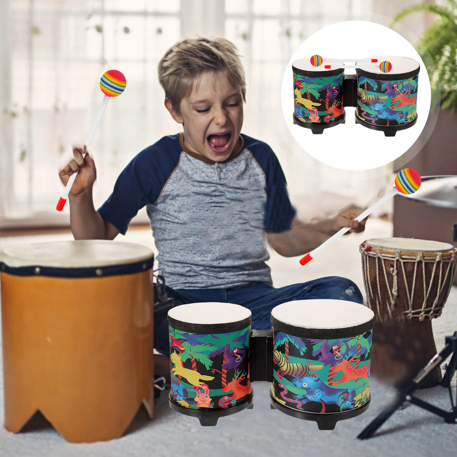 Детские игрушки Baby Kid Drum барабаны для детей 8-12 лет Музыкальные инструменты