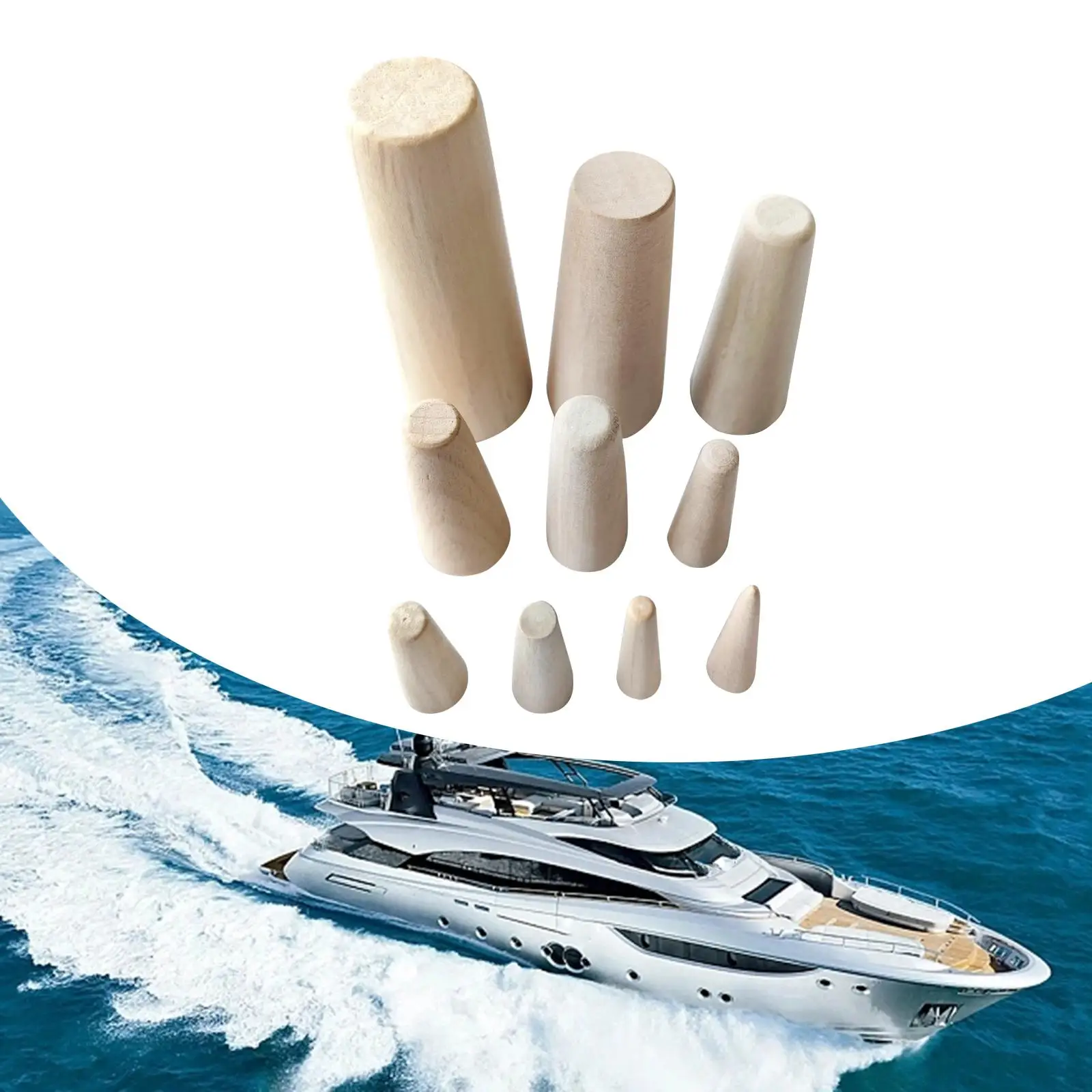 

10Pcs Boat Emergency Wood Plugs Stopgap Stops Emergency Leaks Assorted Soft Conical Tapered Wooden Bungs for Marine Boat Pipes