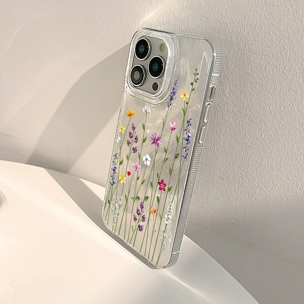 Фото Прозрачный матовый чехол для телефона с текстурой перьев и цветов для iPhone 17 16 Pro Max 15 14 Pro 13 12 11 Pro Max 7 8 Plus XR 17E №4