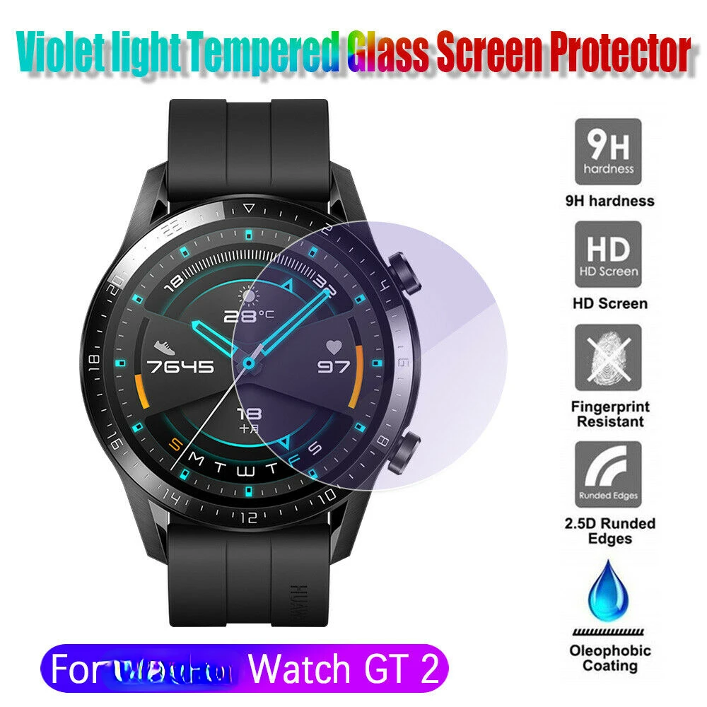 

1-5PCS Tempered Glass Screen Protector For Watch GT 2 46mm Anti-scratch Protective Film Anti Blue Ray on GT2 Protection