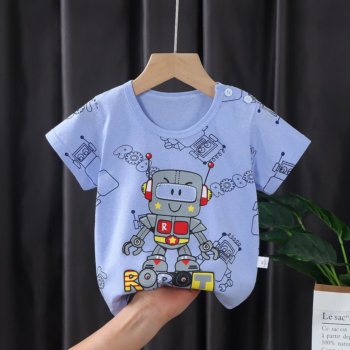 

Children's Short Sleeved Cotton Summer New 2022 Boy Girl Simple Fashion Trend T-shirt Baby Cartoon Dinosaur Racing Tiger Jacket