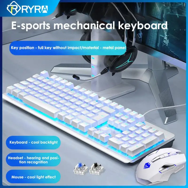 

RYRA Gaming Mechanical Keyboard E-sport Ergonomic Design Gaming Office Keyboard 104keys Anti-ghosting Keyboards For Computer PC