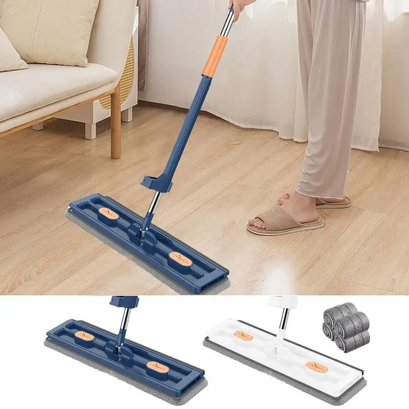 

Flat Squeeze Mop With Spin Bucket Hand Free Rotation Floor Cleaning Microfiber Mop Pads Wet Or Dry Usage On Hardwood Laminate