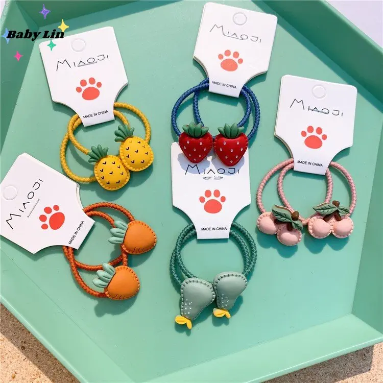 

2 шт., Детские корейские эластичные резинки для волос с фруктами