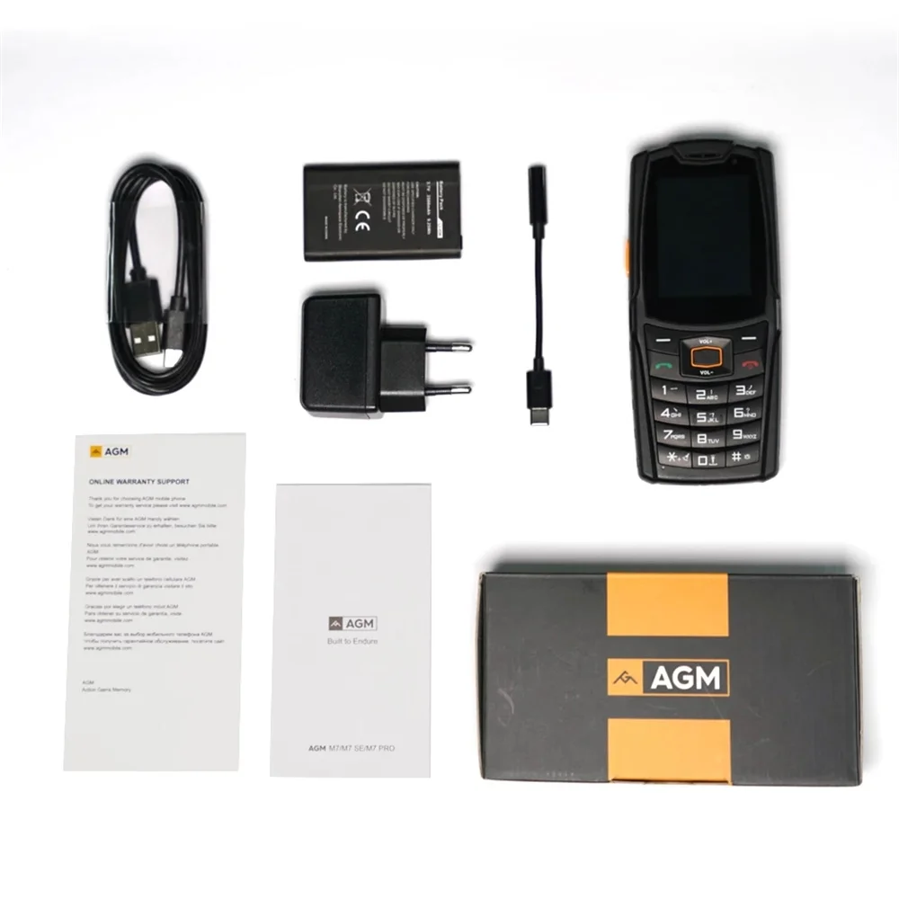 English Russia Keypad Rugged Phone AGM M7 4G Volte Android Feature Phone Waterproof Touch Screen Mobile Phone 2500mAh Cellphone
